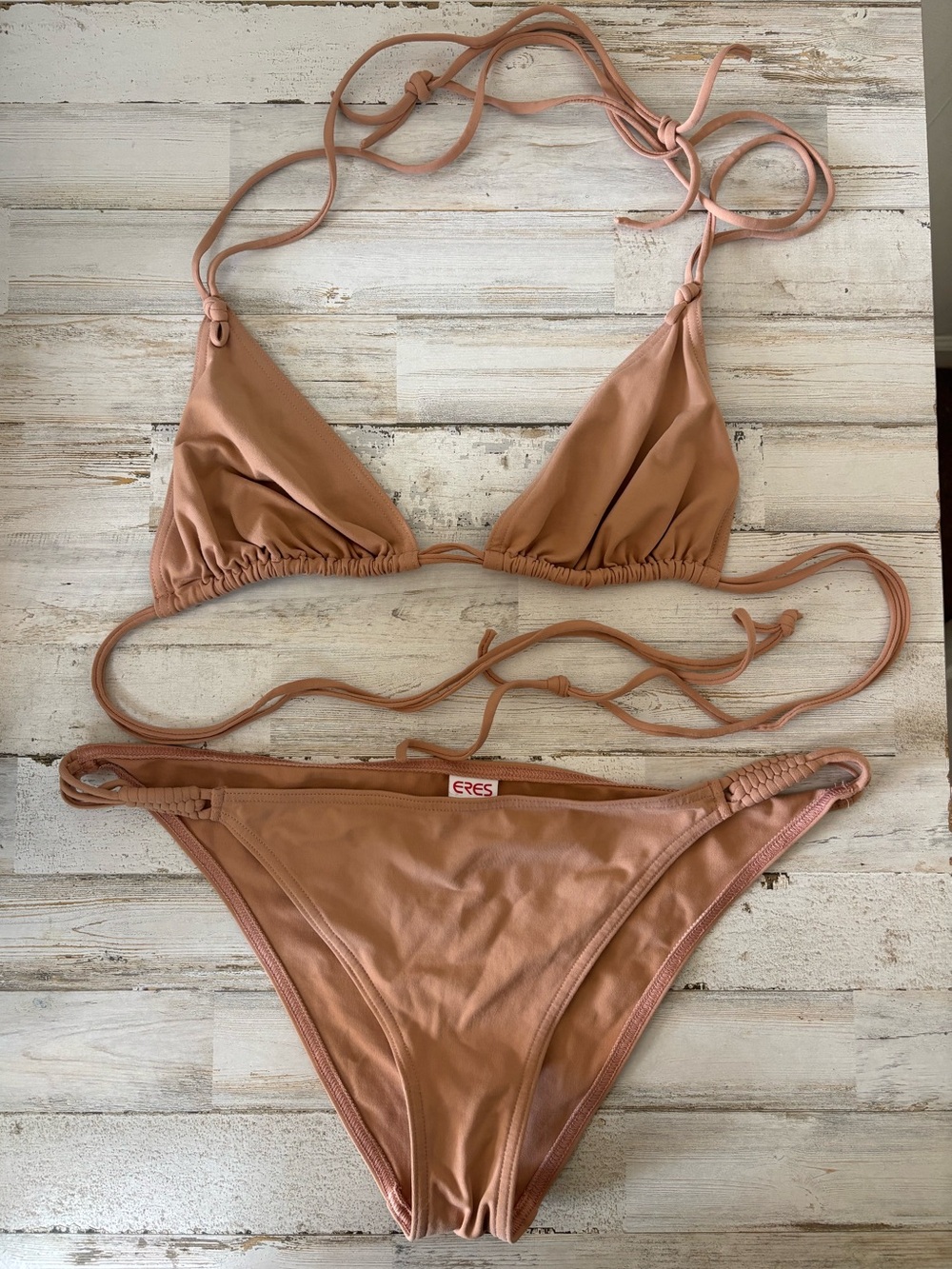 Eres Bikini Set - Size 12 - Tan/Mauve/Beige - Made in France